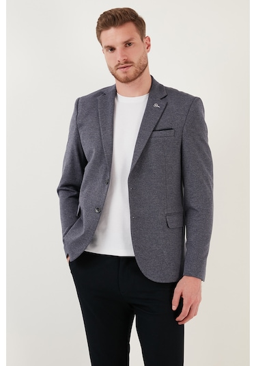 Buratti Slim Fit 6 Drop Çift Yırtmaçlı Blazer Erkek Ceket Savue Koyu Lacivert