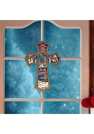 Lijinxu Ev Dekorasyonu Için Çapraz Askılı Kolye Ahşap Süs 22,6 Cm X 16,1 Cm X 2,2 Cm