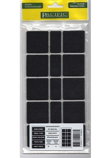 Pacific 6040 Bl Yapışkanlı Keçe 40 Mm X 40 Mm Siyah