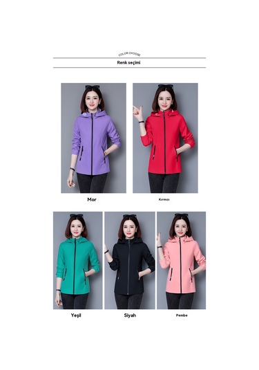 Edwardest Kadınlar İçin Çift Taraflı Casual Kapüşonlu Ceket Mor