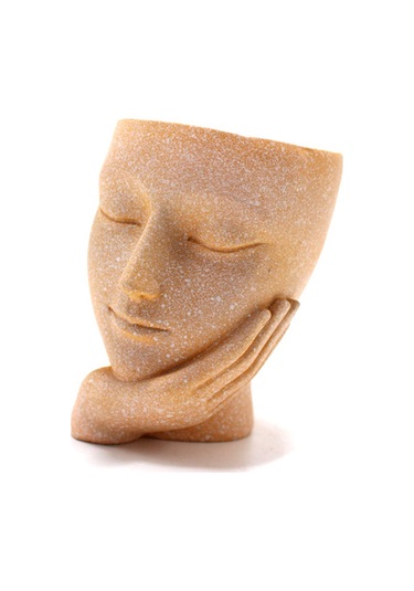 Konesam Yaratıcı Yüz Desenli Reçine Suksulent Bitki Saksısı - Masajüstü Dekoratif Bahçe Aksesuarı Ev Ofis Dekoru