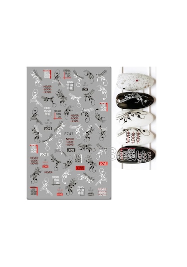 3d Nail Art Kaydırıcılar Çıkartmalar Geometrik Çizgiler İngilizce Kelimeler Siyah Harfler Mermer Çıkartmaları Tırnak Dekorasyon Manikür Için Gökyüzü Mavi Chına