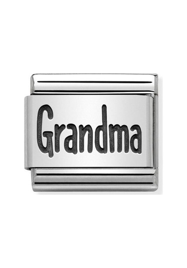 Composable Classic Dekoratif Link - Plakalar Oksitlenmiş - Büyükanne - 925 Gümüş