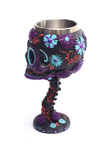 Kafatası Desenli Reçine İçme Bardağı Ortaçağ Kafatası İskeleti Kadeh Çift Duvarlı Reçine İçme Bardağı Kafatası Şarap Bardağı Seti