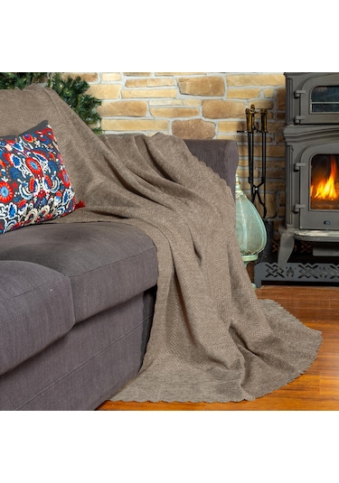 Jakarlı Şönil Koltuk Örtüsü Çekyat Örtüsü Koltuk Şalı 110x175 2 Ad. Kaymaz Bej Bej