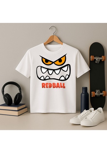 Blıtz Istanbul Unisex Çocuk Tişört Redball Baskılı %100 Pamuk 4-11 Yaş Beyaz