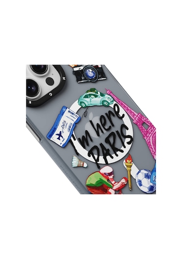 İphone 14 Pro Uyumlu Kılıf Magsafe Şarj Özellikli Youngkit İn Paris Serisi Kapak Gri