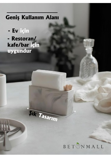 El Yapımı Beton Gri Alçı Peçetelik Minimal Masa Ve Mutfak Dekoru Kafe & Bar İçin Siyah Beyaz