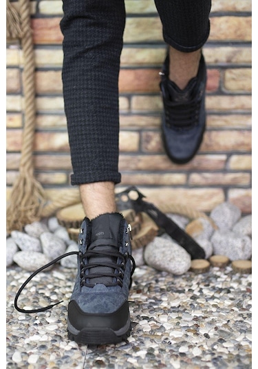 X-step X6 Lacivert Termal Kürklü Kışlık Erkek Bot Ayakkabı 001