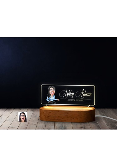 Bk Gift Kişiye Özel İsimli Patron Karikatürlü Led Işıklı Akrilik Masa İsimliği-5, Ofis Dekoru, Mesleki Hediye, Ofis Hediyeleri Kobitmeyen138003 Bk Gif