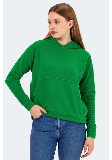 Slazenger Sassa 2 Li Set Kadın Kapüşonlu Cepli Sweatshırt Sarı - Yeşil