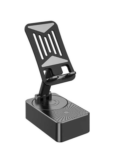 Sandwich 3lü Fonksiyonlu Bluetooth Hoparlör: Telefon Tutucu, Şarj, Kolay Kullanım, Çevirilebilir Siyah Abs