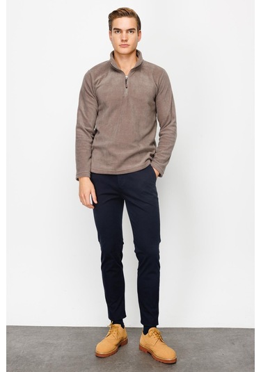 İgs Erkek A.kahve Standart Yarım Fermuar Polar Açık Kahverengi