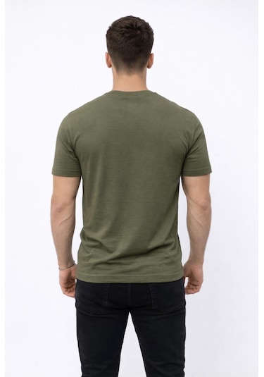 Axxel Erkek Haki Kısa Kollu Bisiklet Yaka T-shirt-d677 Haki