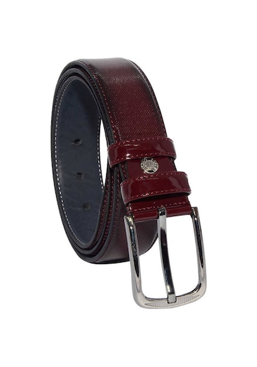 3.5 Cm Tokalı Rugan Suni Deri Desenli Model Klasik Erkek Kemer Bordo Bordo