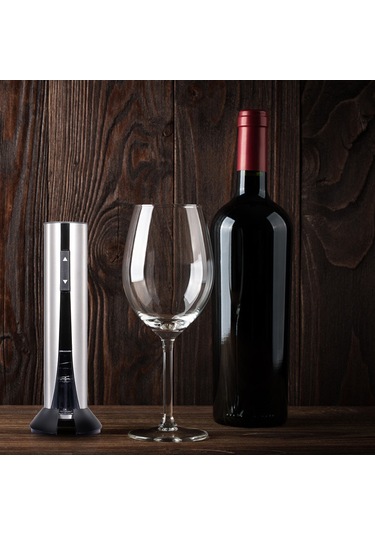 Xindoker Stal Çelikli Usb Şarjlı Elektrikli Şarap Açıcı - Folyo Kesici İle 60 Şişe Kapabilme Kabiliyeti Gümüş Gümüş