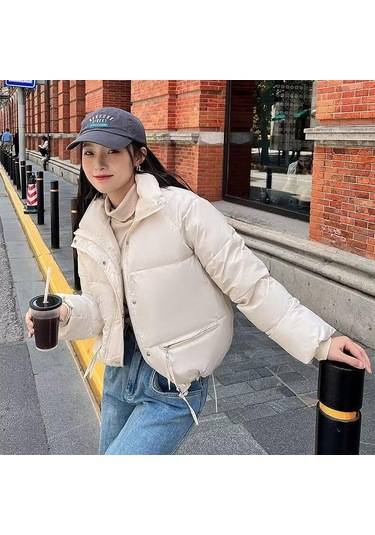 Kış Kadın Kısa Moda Pamuk Ceket Rahat Kadın Sıcak Tutan Kaban Küçük Arkadaş Büyük Boy Ten Ten Rengi