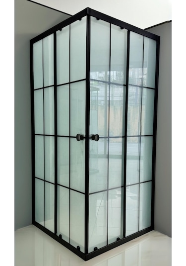 Durul Duşakabin Kare Siyah Çizgi Buzlu Siyah