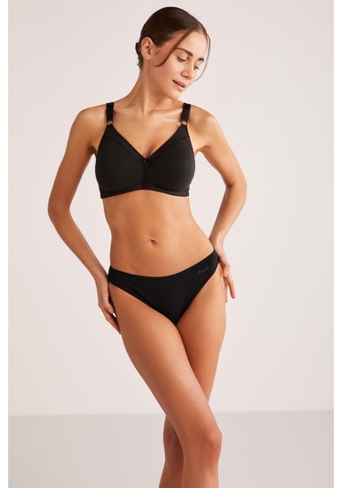 Kom Carol Siyah Toparlayıcı Pamuklu Sütyen 001