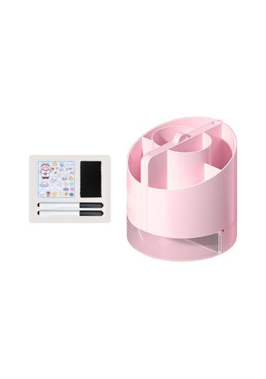 Tenfowee 6 Bölmeli Kalemlikli Çalışma Masası Organizatörü - Aynalı, Yazı Tahtalı, Hesaplamalı Pembe