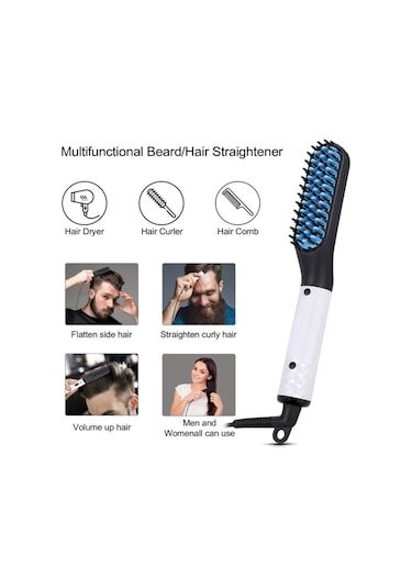 Sones Mini Erkek Elektrikli Sakal Şekillendirici Tarağı Sakal Düzleştirici, Fişler: Ab Fişi Beyaz