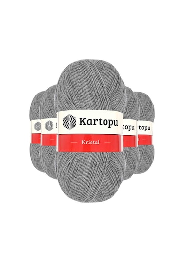 5 Adet Kristal Çift Katlı El Örgü Lif İpi Açık Gri K1001