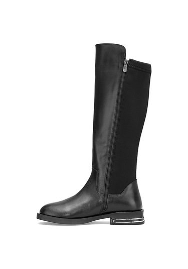 Mammamia D25kc-2365 Kadın Hakiki Deri Klasik Çizme Siyah Siyah