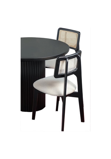 Aspendos İskandinav Natural Ahşap Masa Sandalye Takımı 90x90 Siyah