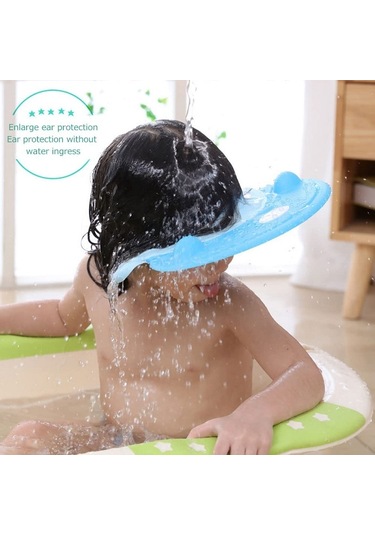 Sones Bebek Şampuanı Su Geçirmez Kulak Koruması Ayarlanabilir Duş Bonesi Pembe