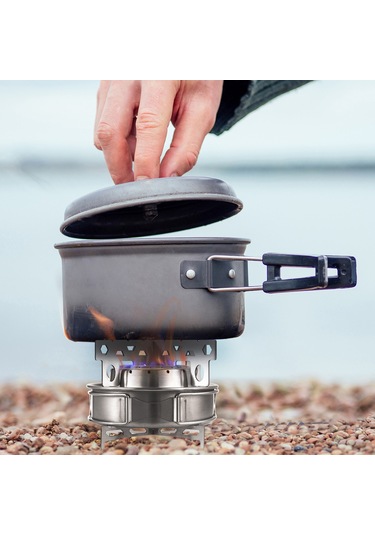 Tomshoo Çapraz Standlı Ve Kapaklı Kamp Alkol Sobası Y27173 Gümüş Gümüş