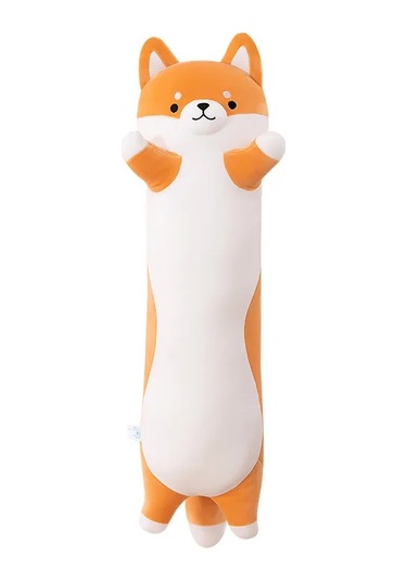 Yeni Uzun Husky Turuncu Sevimli Köpek Yastık Peluş Oyuncak Bebek Ekru