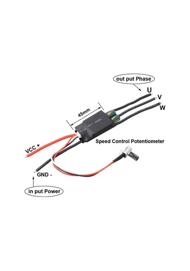 Kosona 7-24v 200w Bldc 3 Fazlı Fırçasız Esc Motor Sürücü Kartı Hızlı Regülatör Potansiyometreli