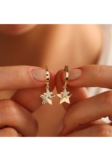 Sembolgold Altın Yıldız Küpe İkili