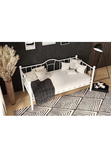 Reyo Kamelya Sedir Metal Karyola Beyaz 100x200