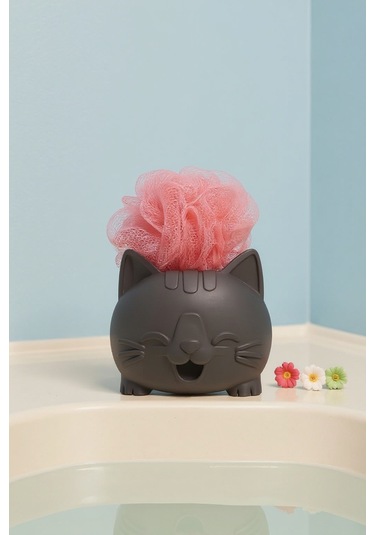 Oxyteez Kedi Figürlü Sabunluk Gri Renk Reçine Tasarım Ev Ve Ofis Dekorasyonu