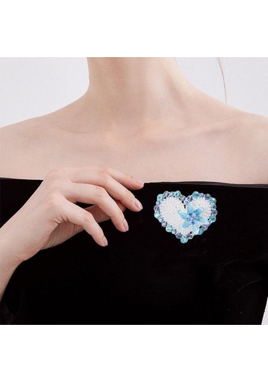 Pembe Blucome Çiçek Kalp Broş Kadınlar İçin Unisex 2 Renkli Taklidi Parlayan Aşk Parti Ofis Broş Pins Hediyeler Pembe