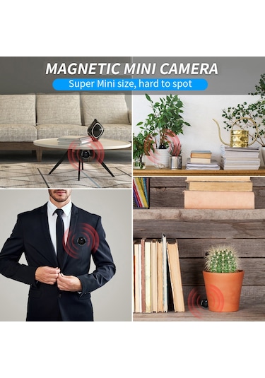 Hombey Siyah Mini Wifi İzleme Kamerası Hd 1080p - Kızılötesi Gece Görüşü, Hareket Algılama Ve Dahili Li-poly Batarya Siyah