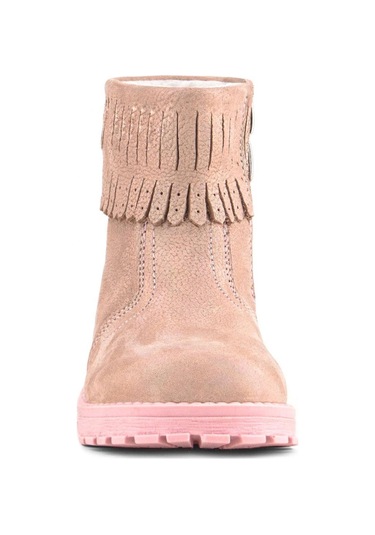 Rakerplus Chiron Hakiki Deri Pembe Simli Fermuarlı Kız Çocuk Bot Çizme Pembe