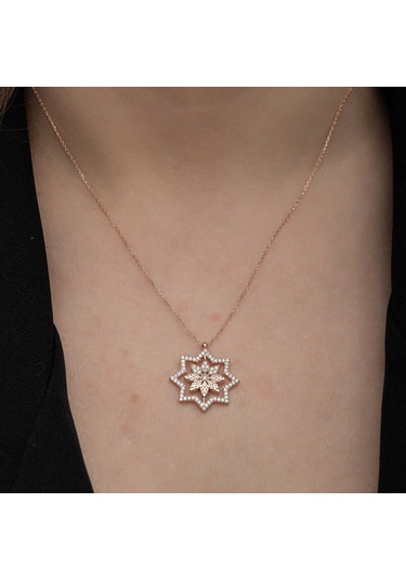 Artsmagazinmücevher Gümüş Rose Kar Tanesi Kadın Kolye