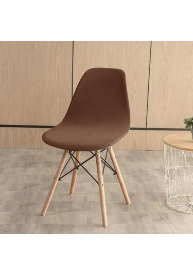 Kahve Kadife Sandalye Spandex Kabuk Düz Renk Arkalığı Koltuk Örtüsü Oturma Odası Ofis Bar Ziyafet Dekorasyon Toz Kapağı
