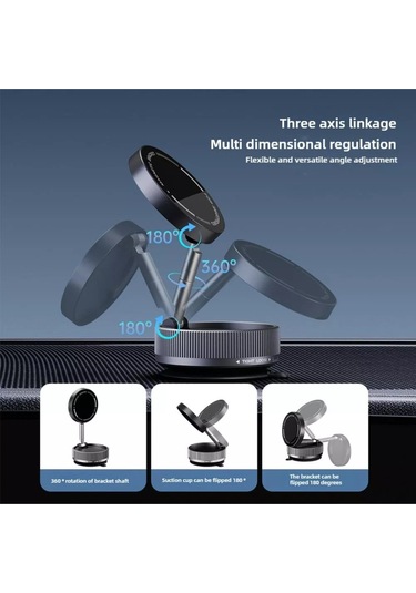 Vakum Manyetikli Araç İçi Telefon Tutacağı Tüm Telefonlara Uyumludur Siyah