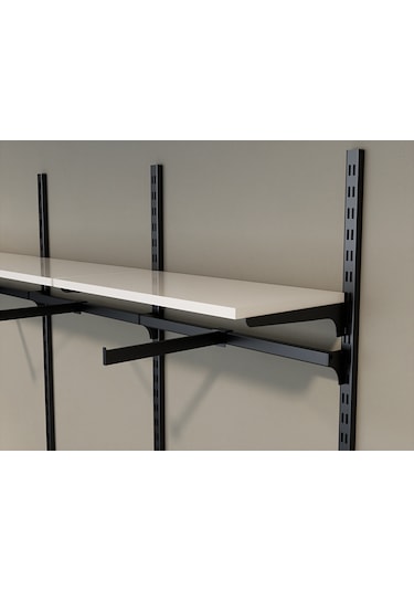 Modern Giyinme Odası Rafı & Dekoratif Duvar Tipi Askılı Raf Sistemi Siyah - Beyaz