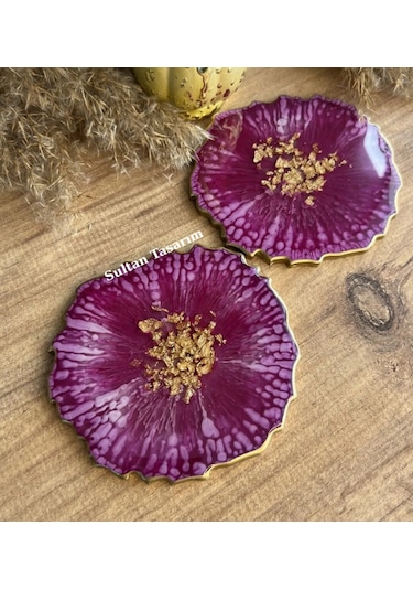 Tekli Epoksi Bardak Altlığı - 115 Mor