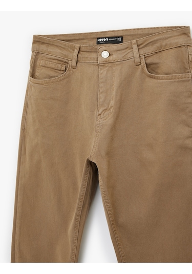 Koton Pamuklu Cepli Düğmeli Regular Fit Pantolon Bej 6sam40022nw Ekru
