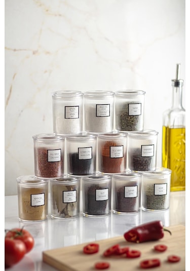 12'li Barok Yuvarlak Baharat Kavanoz Seti & Saklama Kabı & Erzak Kabı 12 250 Ml