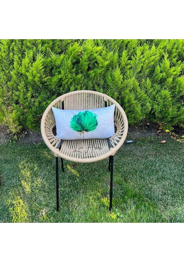 Yeşil Çiçek Desenli Çift Taraflı Dekoratif Kırlent Kılıfı - Çok Renkli