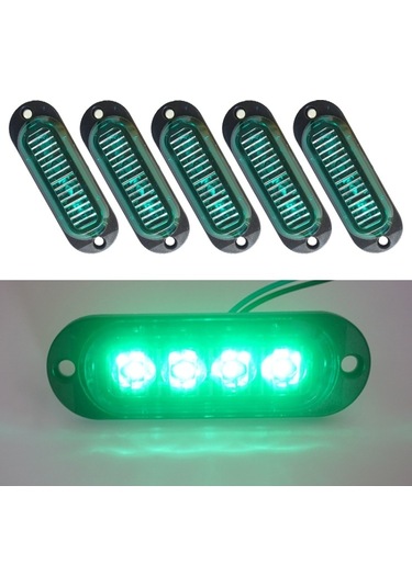 Sones 5 Adet Mk-087 Araba / Kamyon 4led Yan Marker Gösterge Işıkları Ampul Lamba Yeşil Işık