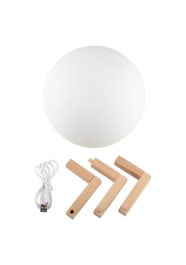 Willowhaven 18cm 3d Baskılı Jüpiter Led Gece Lambası, Usb Şarjlı 7 Renkli Değişen, Ahşap Tutucu Çok Renkli