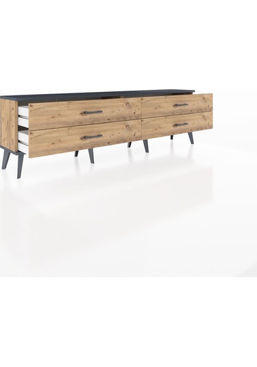 Arges Tv Ünitesi 4 Çekmeceli 176x30x51 Çam-antrasit/çam Antrasıt/atlas Çam