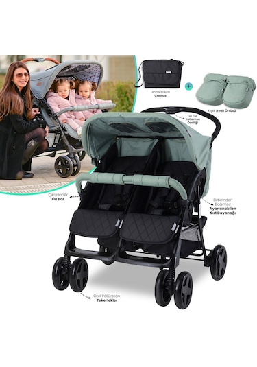 Lorelli Twin İkiz Bebek Arabası Green Bay Yeşil